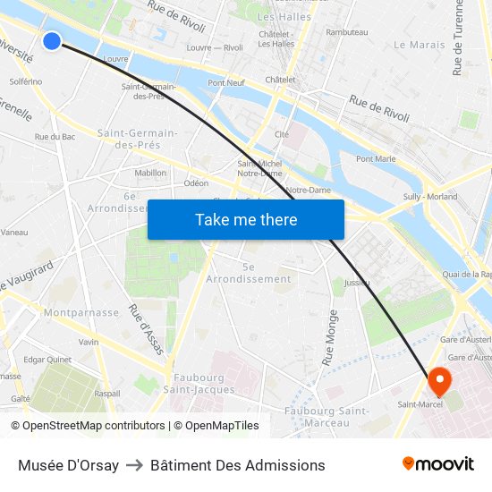Musée D'Orsay to Bâtiment Des Admissions map