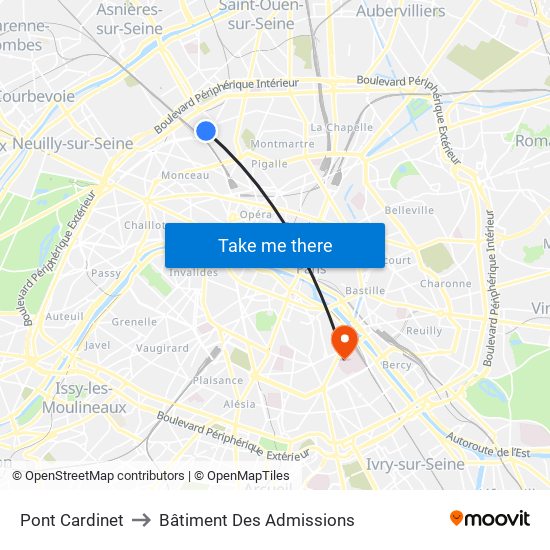 Pont Cardinet to Bâtiment Des Admissions map
