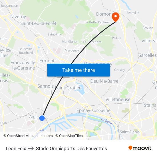 Léon Feix to Stade Omnisports Des Fauvettes map