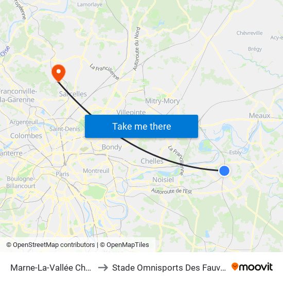 Marne-La-Vallée Chessy to Stade Omnisports Des Fauvettes map
