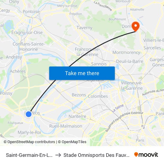 Saint-Germain-En-Laye to Stade Omnisports Des Fauvettes map