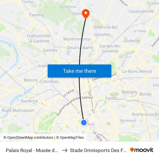 Palais Royal - Musée du Louvre to Stade Omnisports Des Fauvettes map