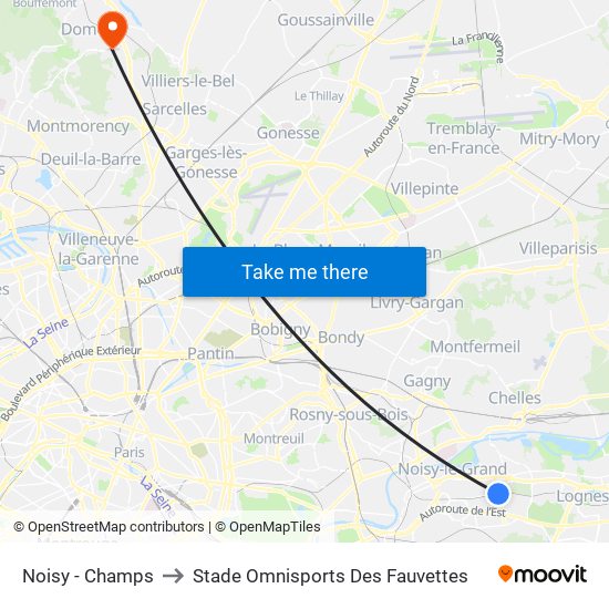 Noisy - Champs to Stade Omnisports Des Fauvettes map