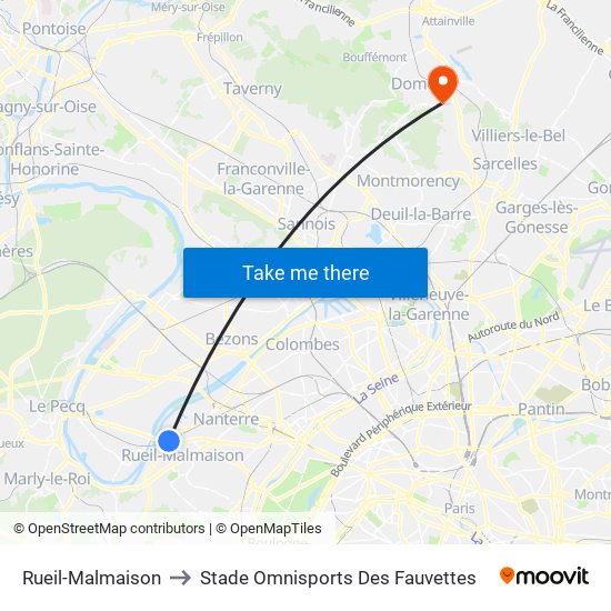 Rueil-Malmaison to Stade Omnisports Des Fauvettes map