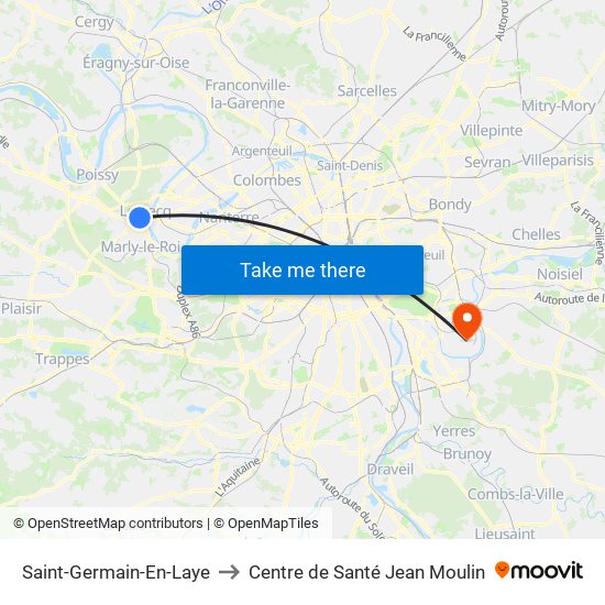 Saint-Germain-En-Laye to Centre de Santé Jean Moulin map