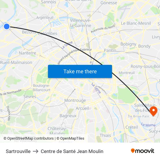 Sartrouville to Centre de Santé Jean Moulin map