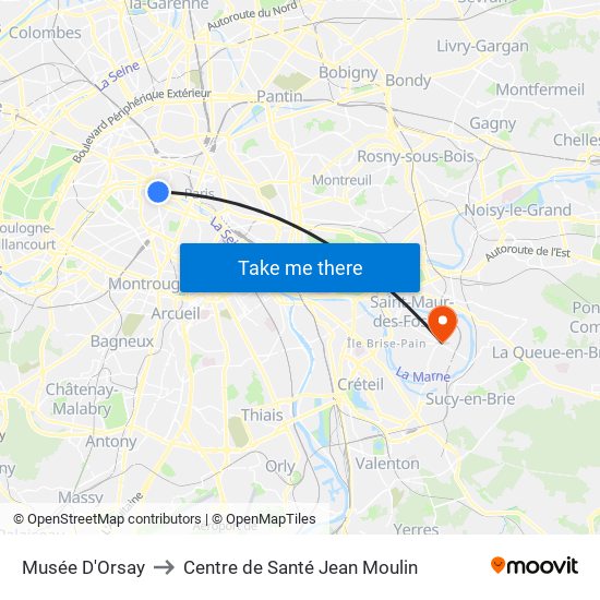 Musée D'Orsay to Centre de Santé Jean Moulin map