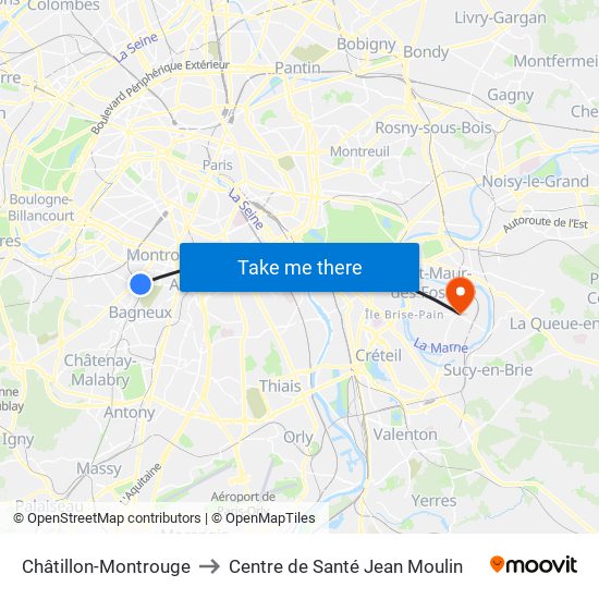 Châtillon-Montrouge to Centre de Santé Jean Moulin map