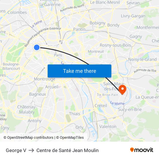 George V to Centre de Santé Jean Moulin map