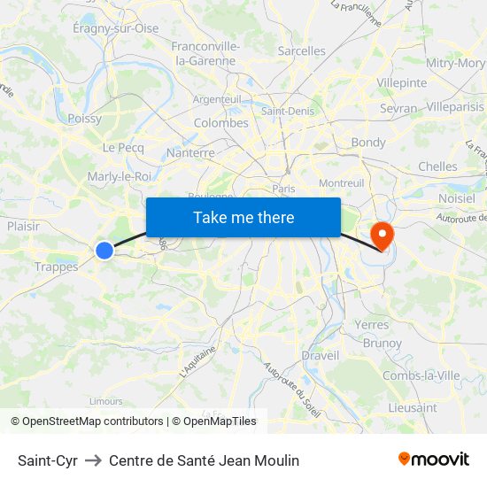 Saint-Cyr to Centre de Santé Jean Moulin map