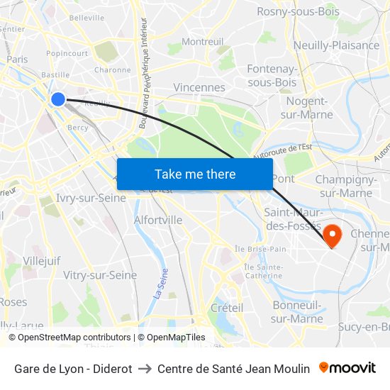 Gare de Lyon - Diderot to Centre de Santé Jean Moulin map