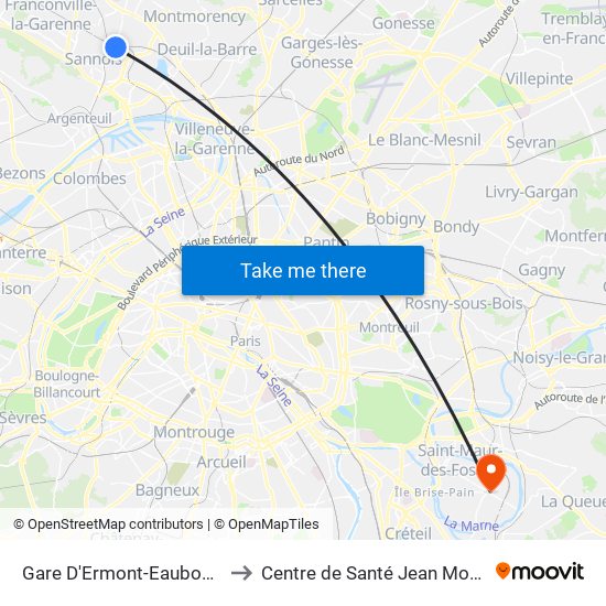 Gare D'Ermont-Eaubonne to Centre de Santé Jean Moulin map