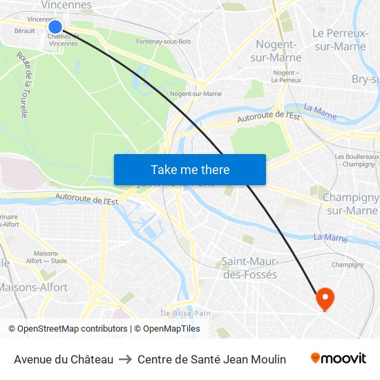 Avenue du Château to Centre de Santé Jean Moulin map