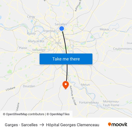 Garges - Sarcelles to Hôpital Georges Clemenceau map