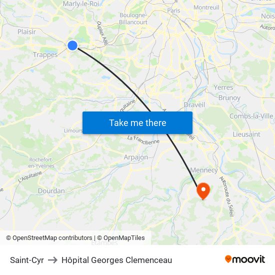 Saint-Cyr to Hôpital Georges Clemenceau map
