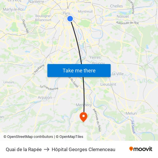 Quai de la Rapée to Hôpital Georges Clemenceau map