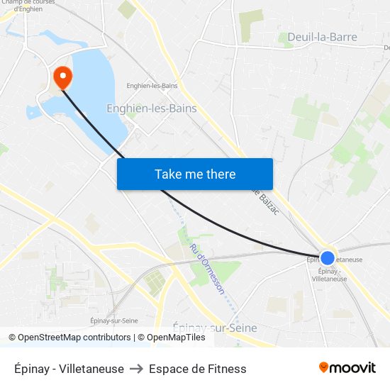 Épinay - Villetaneuse to Espace de Fitness map