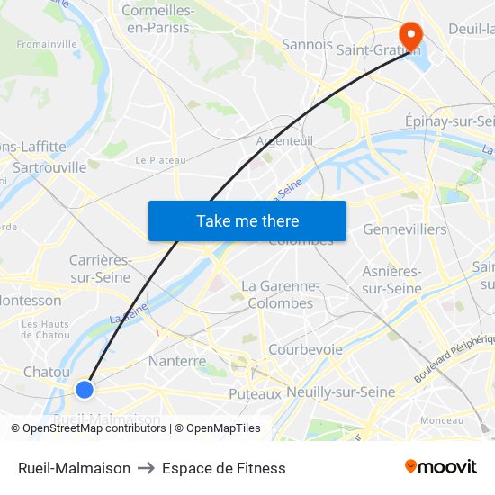 Rueil-Malmaison to Espace de Fitness map