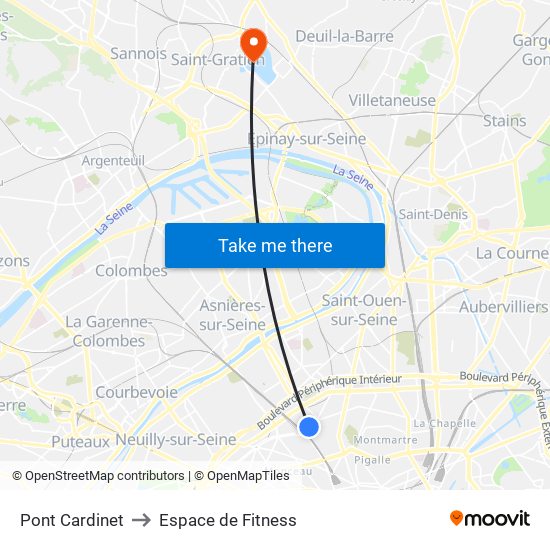 Pont Cardinet to Espace de Fitness map