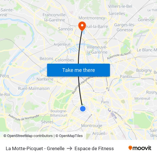 La Motte-Picquet - Grenelle to Espace de Fitness map