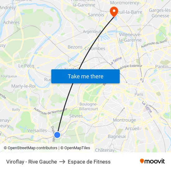 Viroflay - Rive Gauche to Espace de Fitness map