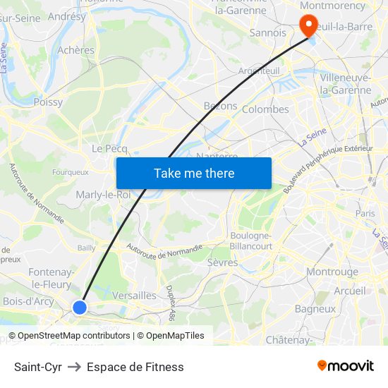 Saint-Cyr to Espace de Fitness map