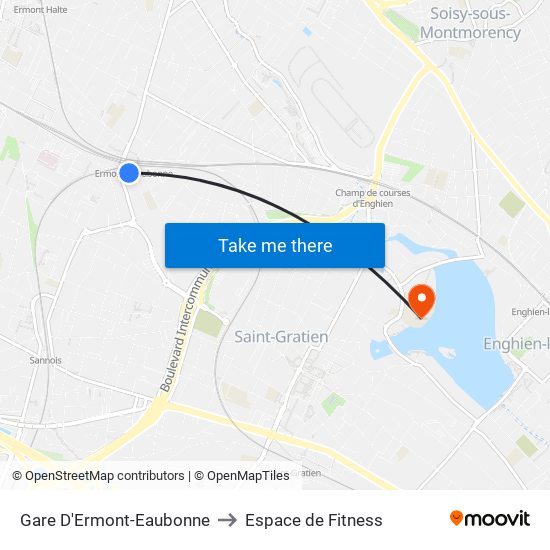 Gare D'Ermont-Eaubonne to Espace de Fitness map