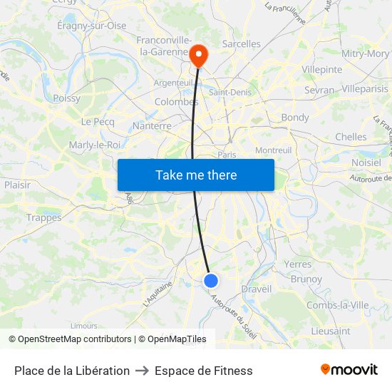 Place de la Libération to Espace de Fitness map
