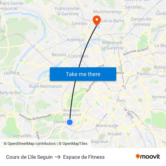 Cours de L'Ile Seguin to Espace de Fitness map