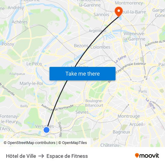 Hôtel de Ville to Espace de Fitness map