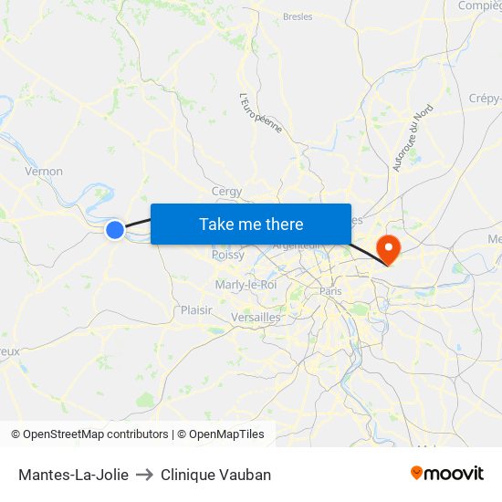 Mantes-La-Jolie to Clinique Vauban map