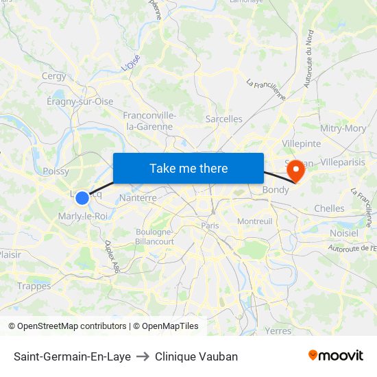 Saint-Germain-En-Laye to Clinique Vauban map