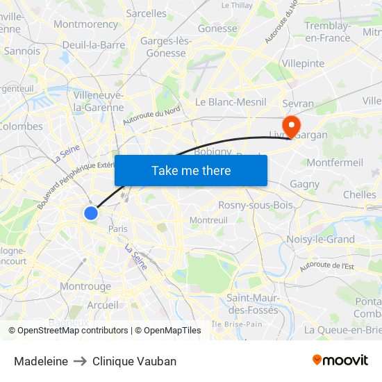 Madeleine to Clinique Vauban map