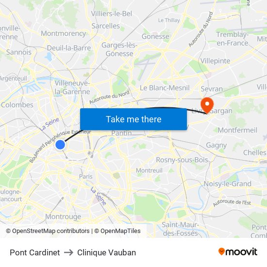 Pont Cardinet to Clinique Vauban map