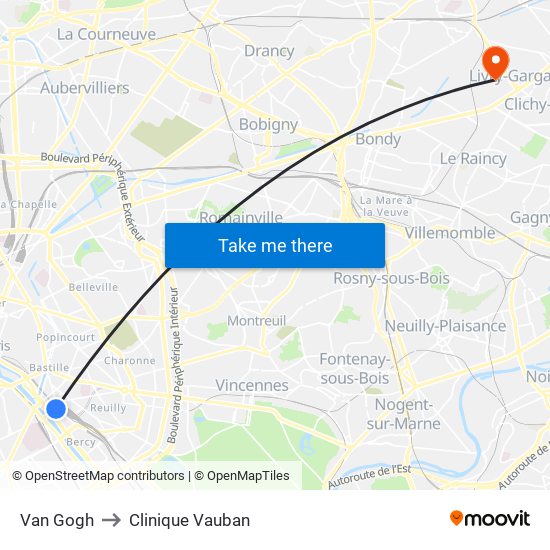 Van Gogh to Clinique Vauban map