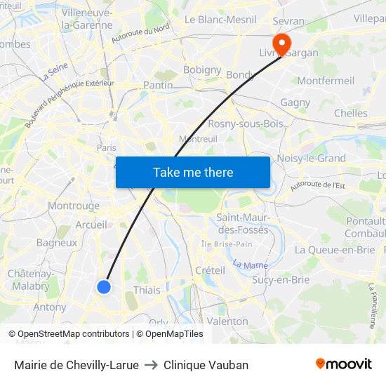 Mairie de Chevilly-Larue to Clinique Vauban map
