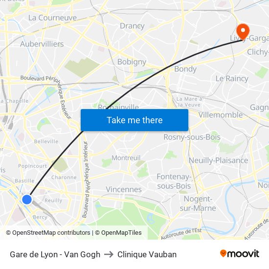 Gare de Lyon - Van Gogh to Clinique Vauban map