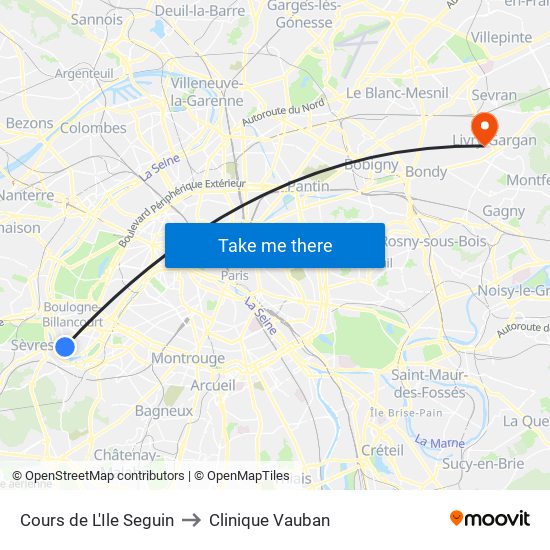 Cours de L'Ile Seguin to Clinique Vauban map
