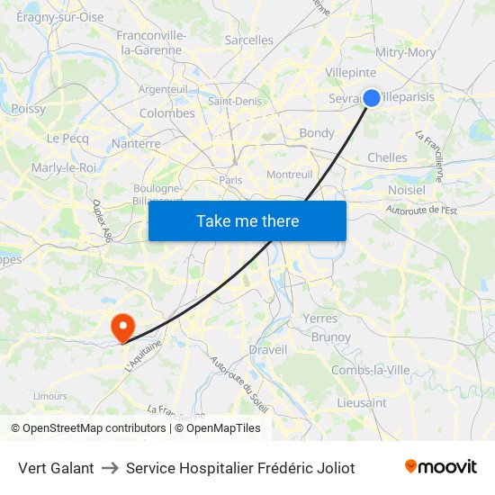Vert Galant to Service Hospitalier Frédéric Joliot map