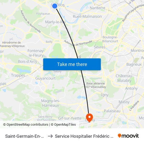 Saint-Germain-En-Laye to Service Hospitalier Frédéric Joliot map