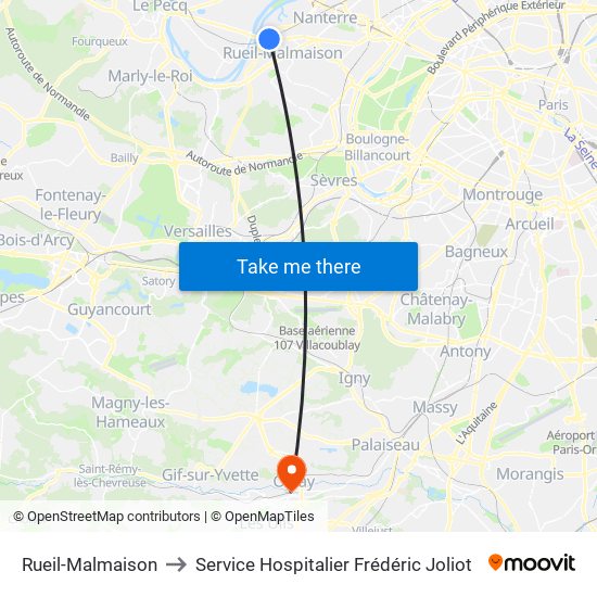 Rueil-Malmaison to Service Hospitalier Frédéric Joliot map