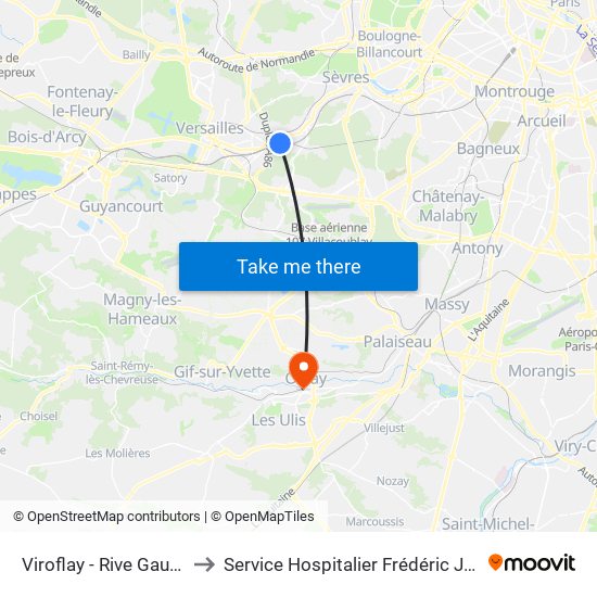 Viroflay - Rive Gauche to Service Hospitalier Frédéric Joliot map