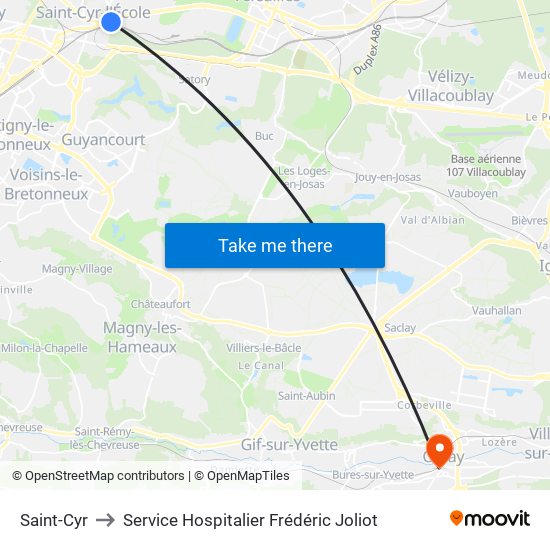 Saint-Cyr to Service Hospitalier Frédéric Joliot map