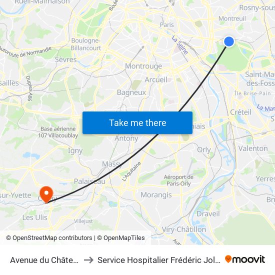 Avenue du Château to Service Hospitalier Frédéric Joliot map