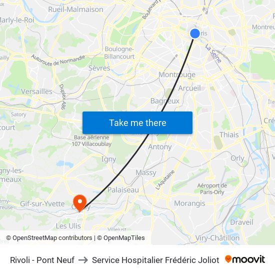 Rivoli - Pont Neuf to Service Hospitalier Frédéric Joliot map