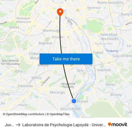 Juvisy to Laboratoire de Psychologie Lapsydé - Université de Paris map