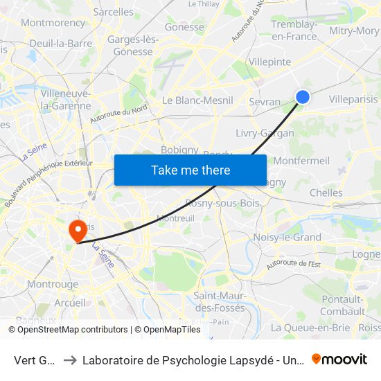 Vert Galant to Laboratoire de Psychologie Lapsydé - Université de Paris map
