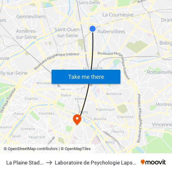La Plaine Stade de France to Laboratoire de Psychologie Lapsydé - Université de Paris map