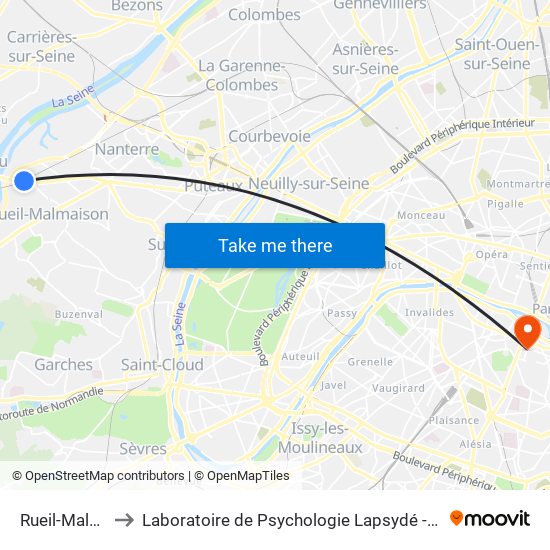 Rueil-Malmaison to Laboratoire de Psychologie Lapsydé - Université de Paris map