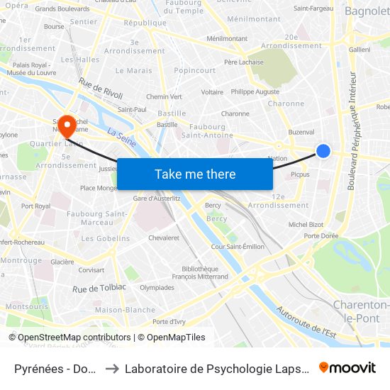 Pyrénées - Docteur Netter to Laboratoire de Psychologie Lapsydé - Université de Paris map